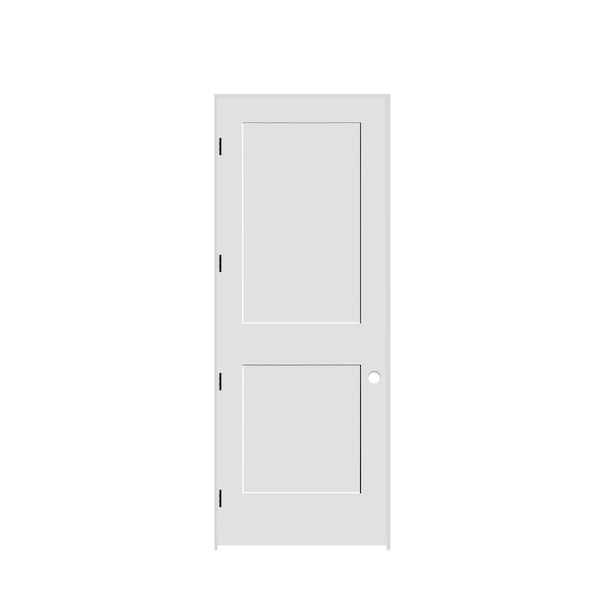 Codel Doors 24" x 96" x 1-3/8" Primed 2-Panel Interior Shaker 7-1/4" RH Prehung Door with Matte Black Hinges 2080pri8402RH10B714 - main